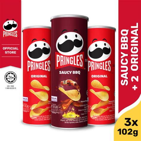 Jual BUNDLE 3pcs 2 Pringles Original 102g 1 Pringles Saucy BBQ 102g