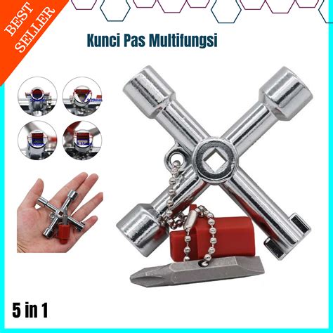 New Bst Kunci Pas Multifungsi 5 In 1 Dengan Obeng Plus Minus Gt J1 Kunci Pass 1 Set Lengkap