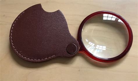 Vintage Folding Pocket Magnifying Glass Loupe in Leather Case 2 ...