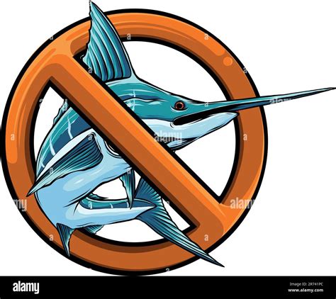 Colored Atlantic Swordfish Marlin Vector Illustration Design Stock