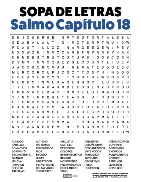 Sopa De Letras Salmos Capítulo 18 Sopas De Letras Para Imprimir