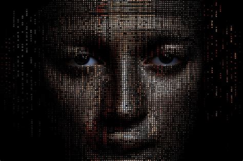 Premium Photo A Binary Code With Human Face Shape On Dark Background