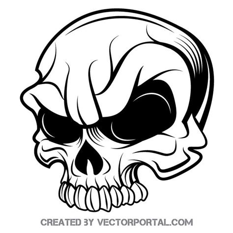 Scary skull silhouette clip art | Cool skull drawings, Skull silhouette ...