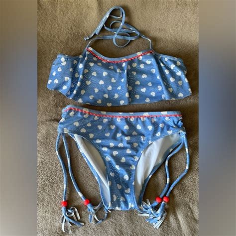 Justice Swim Justice Girls Bikini 2piece 2pc Swimsuit Hearts Foil