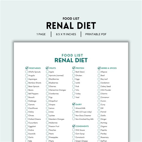 Renal Diet Food List Kidney Disease Low Potassium Groceries Renal