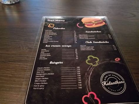 Menu At Kalanthans Cafe Kochi