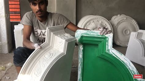 How To Gypsum Plaster Cornice Corner Making By Fiber Mold Cornice