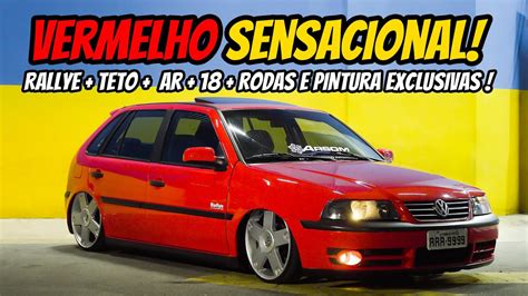 Gol Rallye Vermelho Fash Teto Solar Susp Ar E Rodas 18 Brw1680