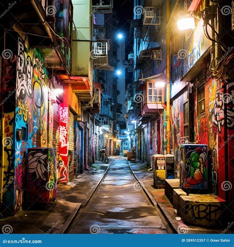 Mysterious Street in Hong Kong with Vibrant Colors and Stunning Street ...