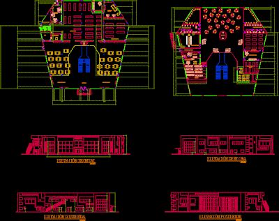 Plan Autocad d une bibliothèque publique dwg Engineering et Architecture