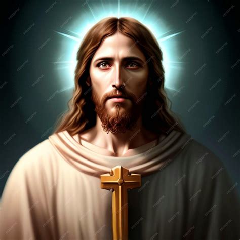 Premium AI Image | A painting of Jesus with a halo around his face