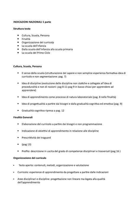 Indicazioni Nazionali Parte Indicazioni Nazionali Parte Struttura