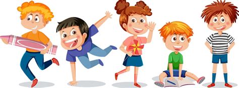 School kids cartoon characters set 11417361 Vector Art at Vecteezy