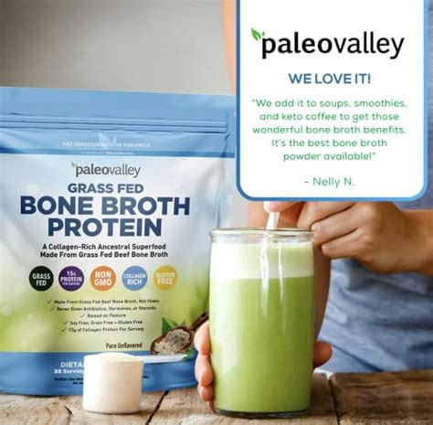 Paleovalley 100 Grass Fed Beef Bone Broth Protein Powder Rich In Collagen Peptides For Hair