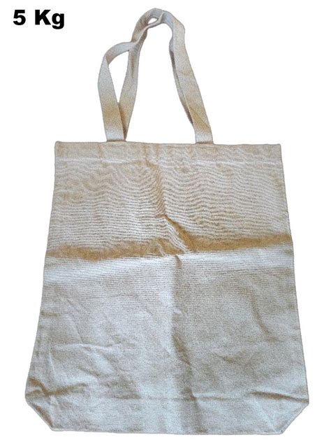 Loop Handle Handled Plain Cotton Bag Capacity 5 Kg Size Dimension