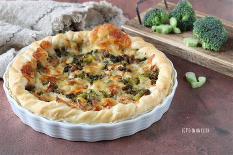 Torta Salata Con Broccoli E Salsiccia Cotto In Un Click