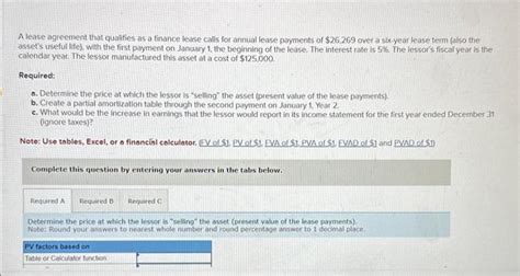 Solved A Lease Agreement That Qualifies As A Finance Lease Chegg