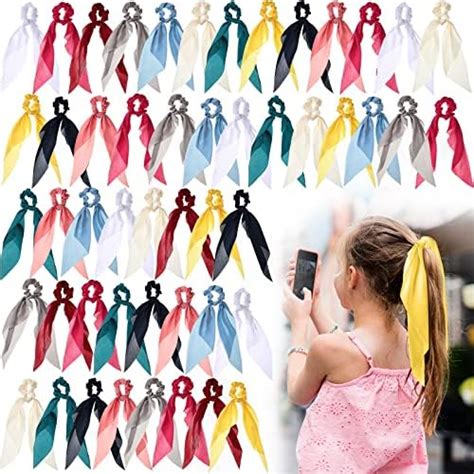 Amazon Pcs Hair Scarf Scrunchies Bulk Knotted Bow Satin Hair