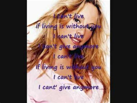 Mariah Carey WITH LYRICS I Cant Live If Living Is Without You YouTube