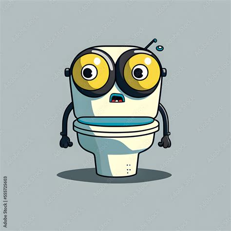 Funny Toilet Cartoon Style Simple Lines Full Body Minimalism