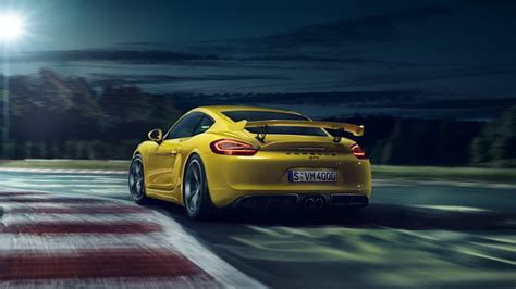 Download Yellow Car Porsche Porsche Cayman Car Vehicle Porsche Cayman Gt4 4k Ultra Hd Wallpaper