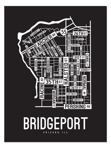 Bridgeport, Chicago Street Map Poster - School Street Posters