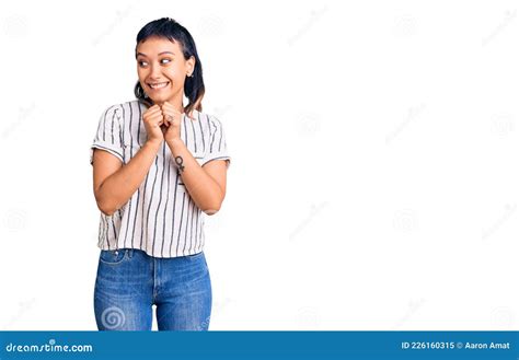 Young Woman Wearing Casual Clothes Laughing Nervous And Excited With