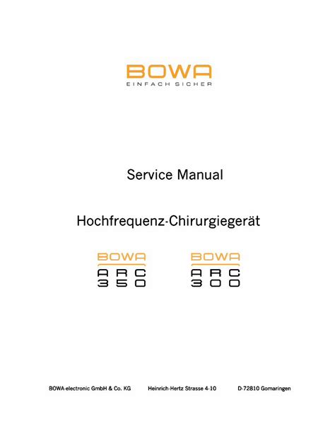 Pdf Service Manualservice Manual Bowa Arc Und Arc Hf