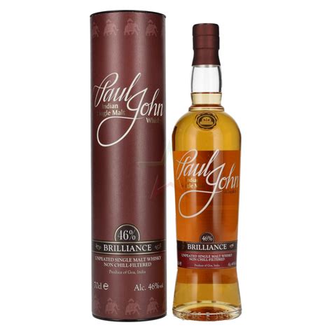 Paul John Brilliance Indian Single Malt Whisky 4600 070 Liter Handh