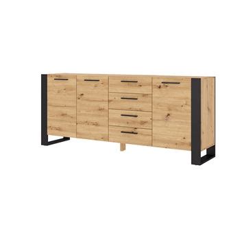 Commode NUKA K buffet 197 cm 2D4S chêne artisan noir Achat prix