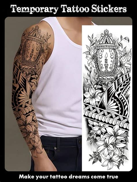 1 Lámina De Tatuajes Temporales De Talla Extra Grande Para Todo El