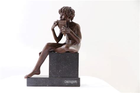 Wim Van Der Kant Carminis Bronze Sculpture Nude Boy Male Figure Flute