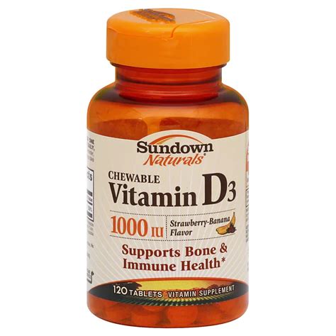 Sundown Naturals Vitamin D3 1000 Iu Strawberry Banana Flavor Chewable Tablets Shop Vitamins