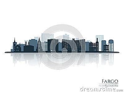 Fargo Skyline Silhouette With Reflection. Cartoon Vector ...