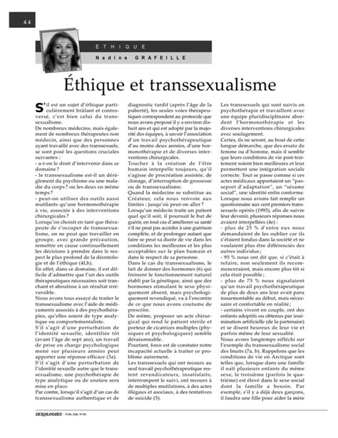 Ethique Et Transsexualisme