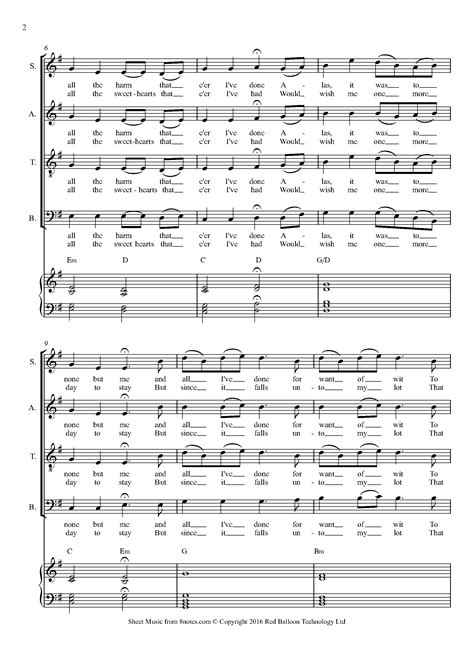 The Parting Glass Sheet Music For Choir