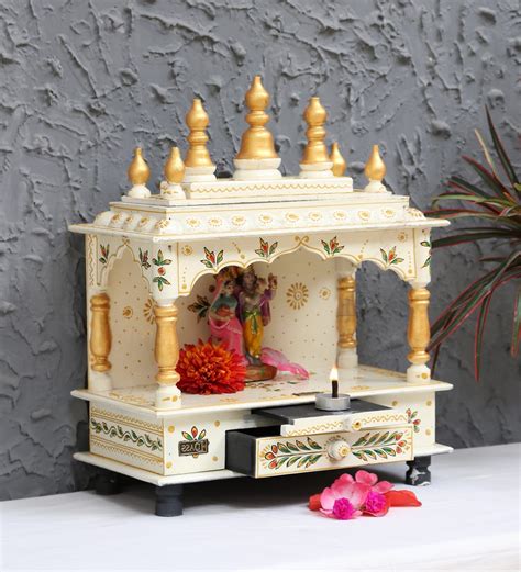 Buy Multicolour Sheesham Wood And Mdf Pooja Mandir Without Door By D Dass