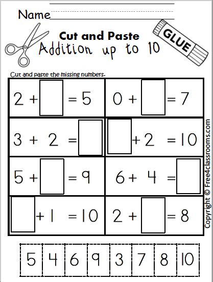 Math Cut And Paste Activity