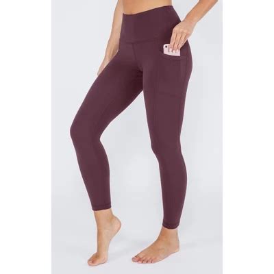 Yogalicious Nude Tech High Waist Side Pocket 7 8 Ankle Legging Mauve Wine Large Target