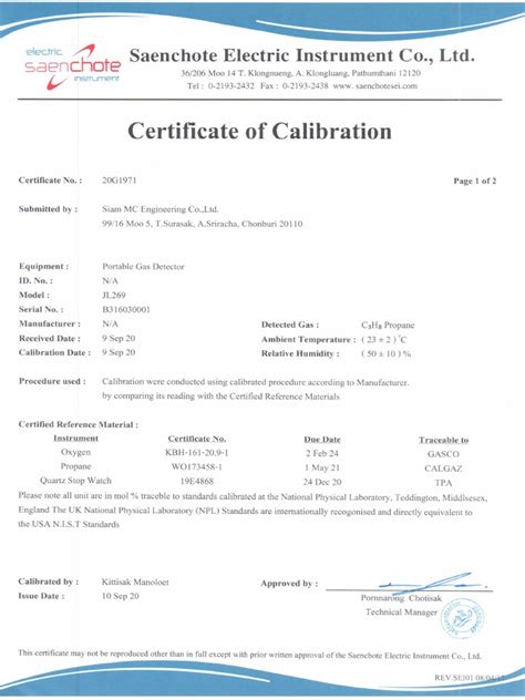 Gas Detector Calibration | PDF