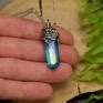 wisiorek talizman niebieski kwarc aqua aura wire wrapping stal ღ art