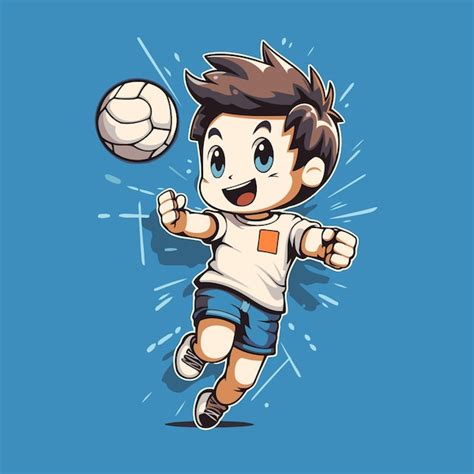 Jugador De F Tbol De Dibujos Animados Corriendo Con La Pelota En Fondo