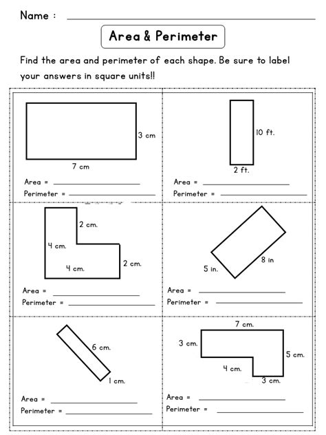 Area And Perimeter Worksheets