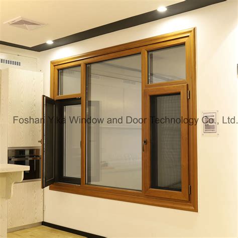 Yika Teak Wood And Thermal Break Aluminum Composite Casement Window With Mosquito Net China