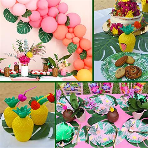 ElaDeco 90 Pcs Artificial Tropical Palm Leaves Luau Party Decoration