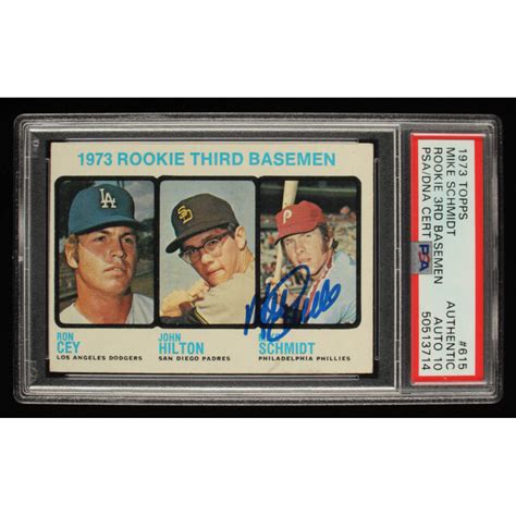 Mike Schmidt Signed Topps Rookie Third Basemen Ron Cey