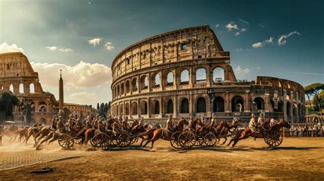 Spectacular Digital Artwork Of Ancient Roman Chariot Race At The Colosseum