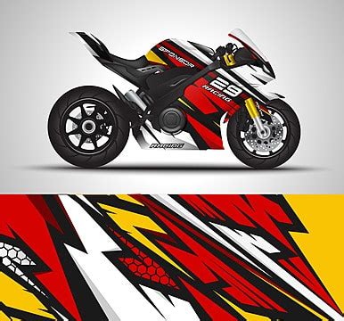 Racing Motorcycle Wrap Decal And Vinyl Sticker Design Mockup Template