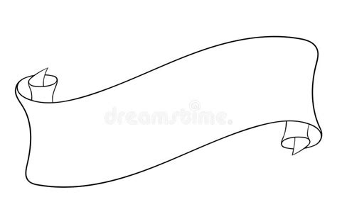 Horizontal Paper Scroll Outline Drawing Stock Vector Illustration Of