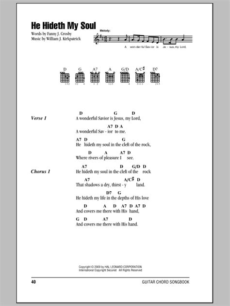 He Hideth My Soul By Fanny J Crosby Sheet Music For Guitar Chords